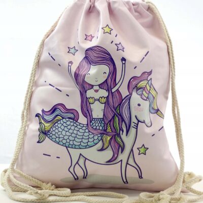 Mocny duży worek plecak torba gumowany mermaid