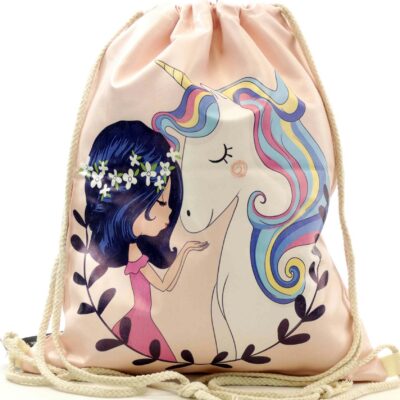 Mocny duży worek plecak torba gumowany unikorn