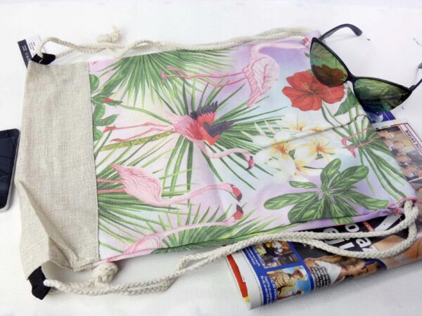 Mocny duży worek plecak torba bag tkanina Flamingi
