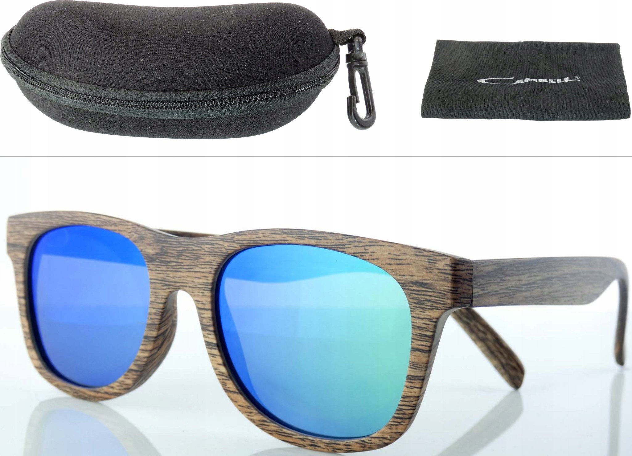 Okulary Polaryzacyjne Drewniane Nerdy CAMBELL ETUI