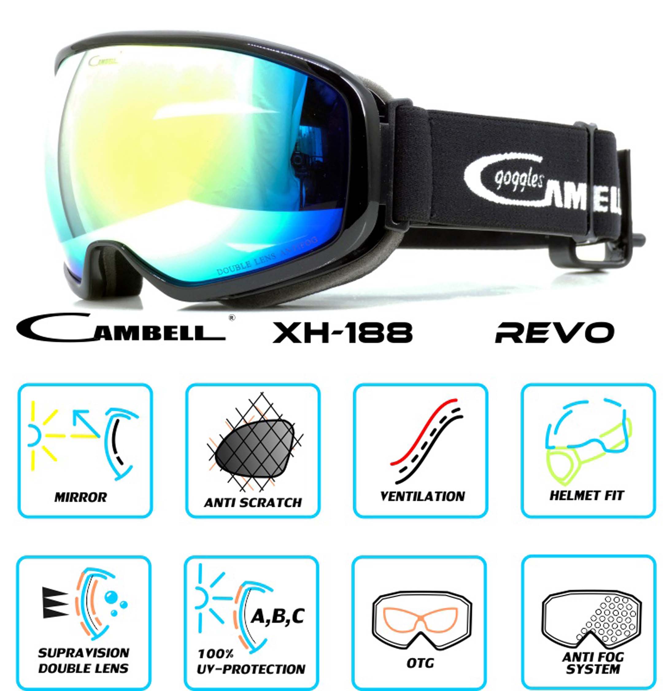 Gogle snowboardowe REVO AntiFog OTG UV400 - obrazek 2