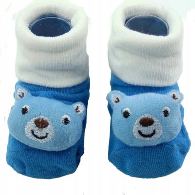 Skarpetki niemowlęce antypoślizgowe | Bawełna | 6-12m | Płeć: Chł/Dz | White/Multicolor