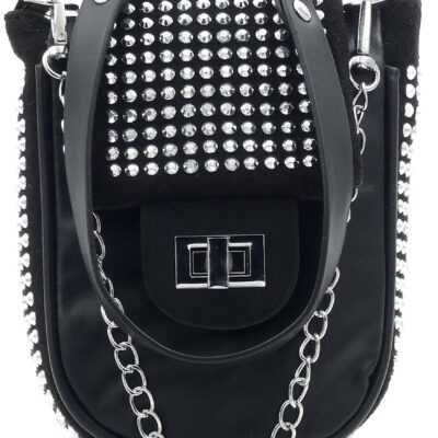 DAMSKA ELEGANCKA SASZETKA KOPERTÓWKA Z ŁAŃCUSZKIEM CEKINY SREBRNA