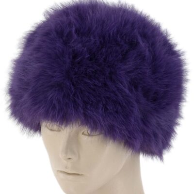CIEPŁA CZAPKA KOBIECA Z SZTUCZNYM FUTERKIEM ECO FIOLETOWA