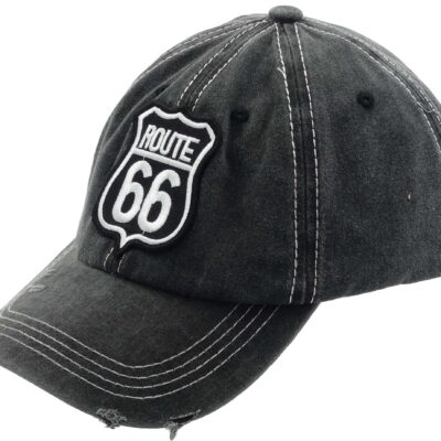 CZAPKA Z DASZKIEM MĘSKA BEJSBOLÓWKA JEANSOWA ROUTE 66 GRAFITOWA PATROLÓWKA