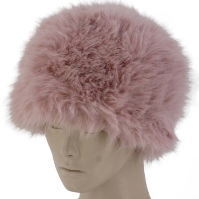 CIEPŁA CZAPKA KOBIECA Z SZTUCZNYM FUTERKIEM ECO ROŻOWA