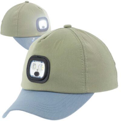 CZAPKA Z DASZKIEM PATROLÓWKA CZOŁÓWKA LED USB DLA SPORTOWCA WĘDKARZA ZIELONA