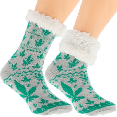 Skarpetki Damskie na Zimę Grube PODSZYTE MISIEM THC 36-41