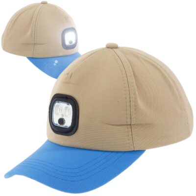 CZAPKA Z DASZKIEM PATROLÓWKA CZOŁÓWKA LED USB DLA NA RYBY NAD WODE WĘDKARZA KAWA