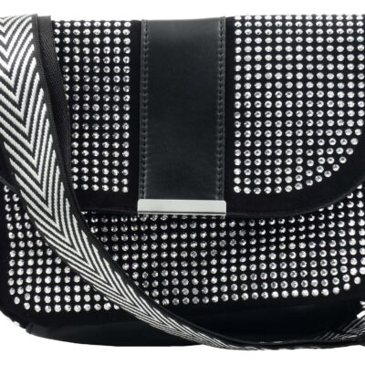 KOBIECA TOREBKA BAG NA RAMIĘ  CYRKONIE PASEK SREBRNA GLAMOUR