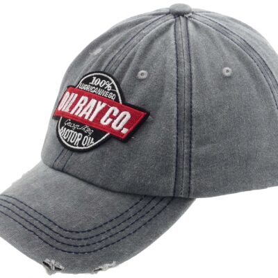 CZAPKA Z DASZKIEM MĘSKA BEJSBOLÓWKA JEANSOWA MOTOR OIL SIWA PATROLÓWKA