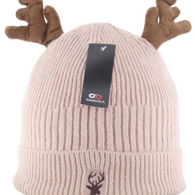 CZAPKA ZIMOWA DLA DZIECI RENIFER Z USZKAMI - RÓŻOWY