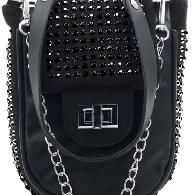 DAMSKA ELEGANCKA SASZETKA KOPERTÓWKA Z ŁAŃCUSZKIEM CEKINY SREBRNA