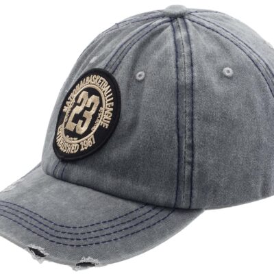 CZAPKA Z DASZKIEM MĘSKA BEJSBOLÓWKA JEANSOWA 23 SIWA PATROLÓWKA FARMERKA