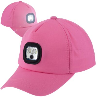 CZAPKA Z DASZKIEM PATROLÓWKA CZOŁÓWKA LED USB DLA SPORTOWCA WĘDKARZA RÓŻ