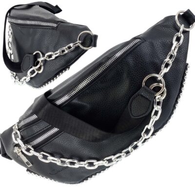 DAMSKA SASZETKA NERKA TOREBKA CROSSBODY BAG NA RAMIĘ TALIE CZARNA