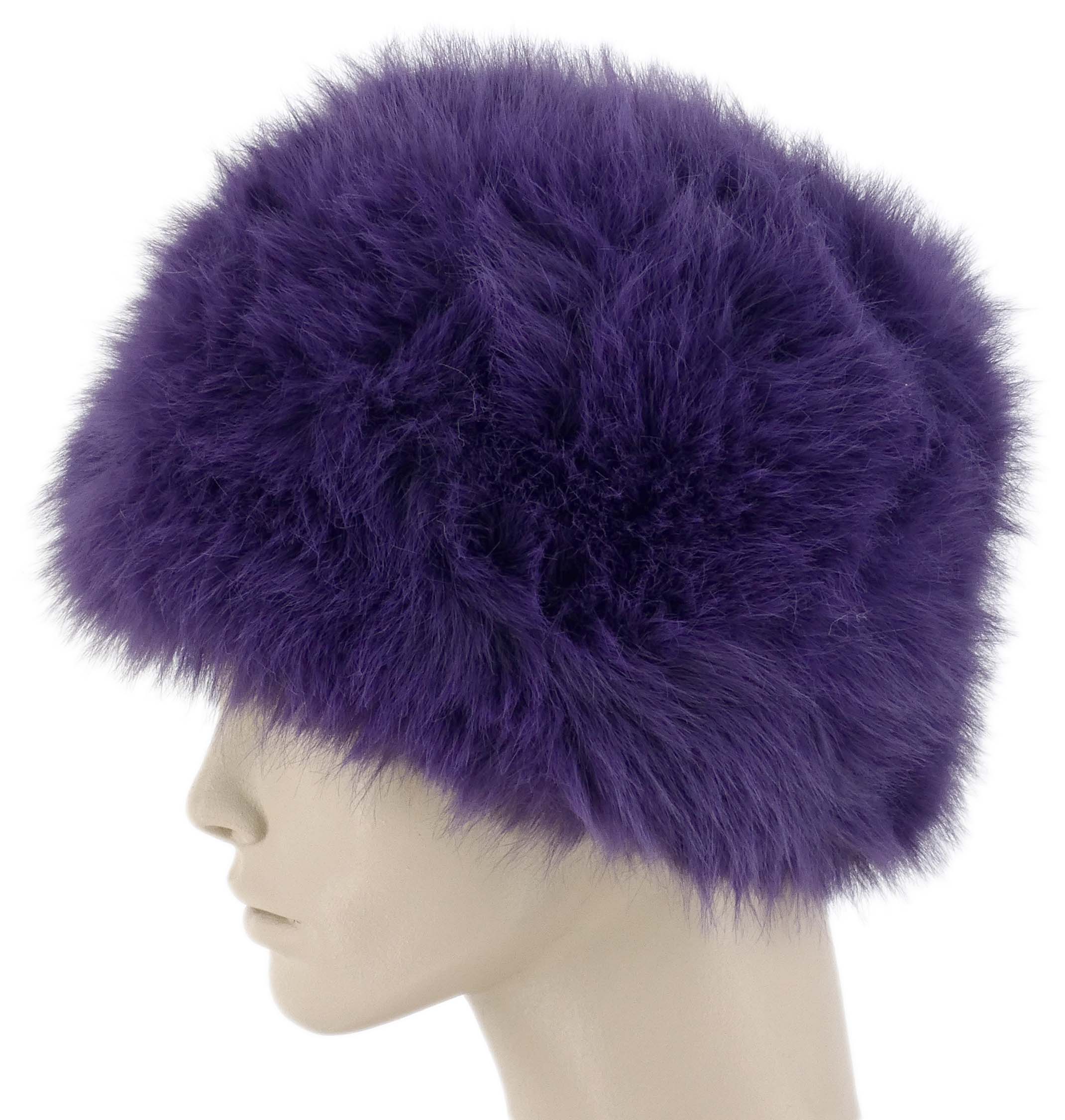 CIEPŁA CZAPKA KOBIECA Z SZTUCZNYM FUTERKIEM ECO FIOLETOWA - obrazek 3
