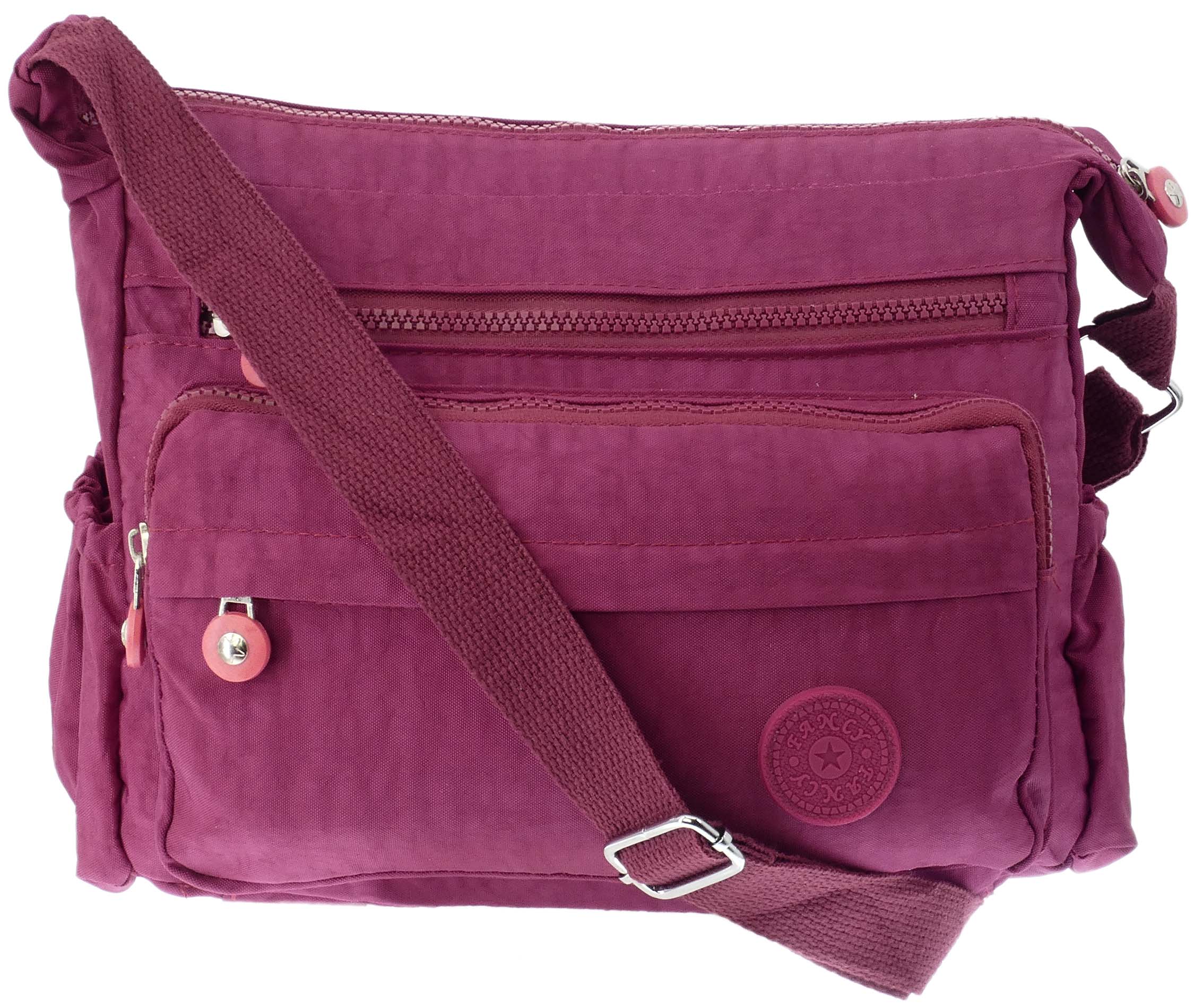 TORBA PODRÓŻNA DAMSKA NA RAMIĘ LISTONOSZKA LEKKA BAGAŻ PODRĘCZNY BORDO - obrazek 2