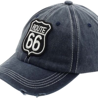 CZAPKA Z DASZKIEM MĘSKA BEJSBOLÓWKA JEANSOWA ROUTE 66 NIEBIESKA PATROLÓWKA