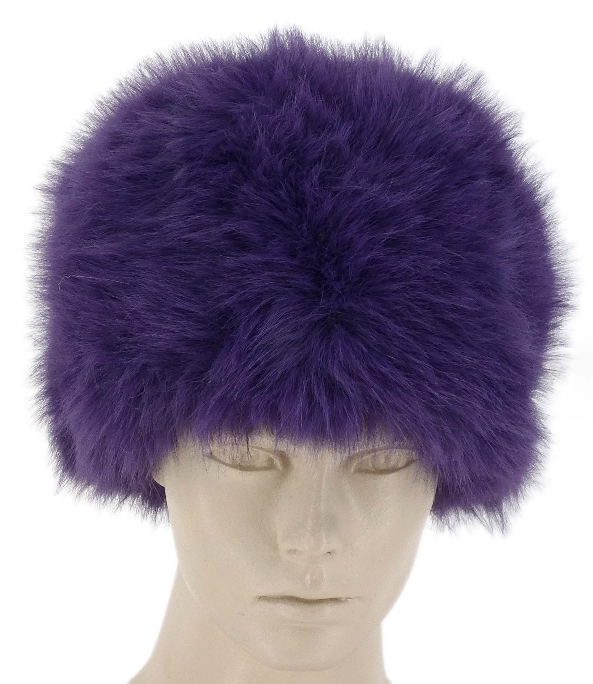 CIEPŁA CZAPKA KOBIECA Z SZTUCZNYM FUTERKIEM ECO FIOLETOWA - obrazek 2