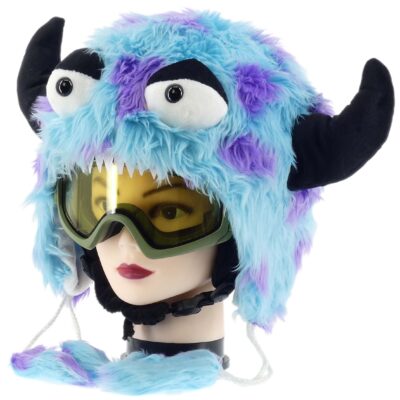 ZABAWNA NAKŁADKA NA KASK NARCIARSKI SNOWBOARDOWY MORDKA ROGI NIEBIESKA