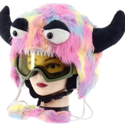 ZABAWNA NAKŁADKA NA KASK NARCIARSKI SNOWBOARDOWY MORDKA ROGI RÓŻOWA