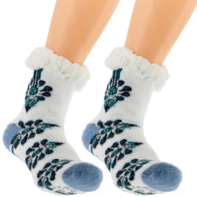 CIEPŁE DAMSKIE SKARPETY ZIMOWE PARZENICA GÓRALSKIE KAPCIE 36-41 NIEBIESKIE