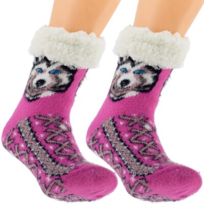 CIEPŁE DAMSKIE SKARPETY ZIMOWE PIESIO GÓRALSKIE KAPCIE 36-41 RÓŻOWE