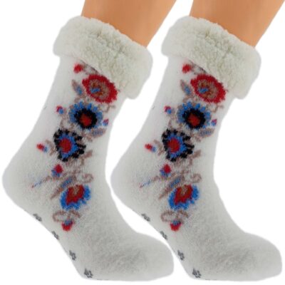 HIPOALERGICZNE DAMSKIE SKARPETY ZIMOWE Z MISIEM ANTYPOŚLIZGOWE KAPCIE 36-41