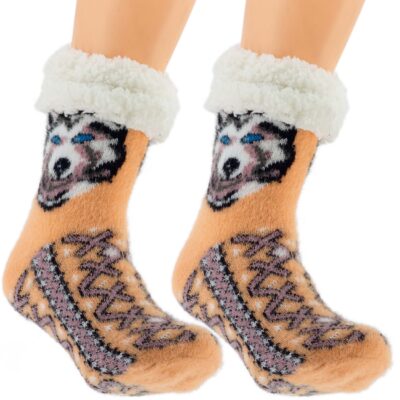 CIEPŁE DAMSKIE SKARPETY ZIMOWE PIESIO GÓRALSKIE KAPCIE 36-41 POMARAŃCZOWE