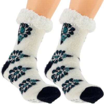 CIEPŁE MĘSKIE SKARPETY KAPCIE PARZENICA ANTYPOŚLIZGOWE MIŚ BIAŁE 41-46