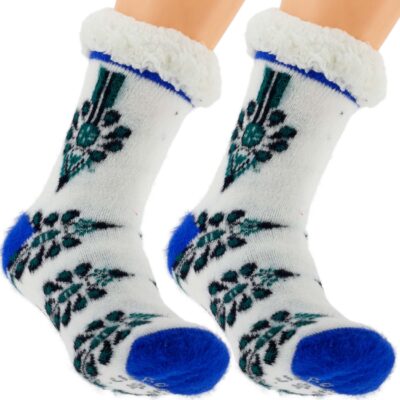 CIEPŁE DAMSKIE SKARPETY ZIMOWE PARZENICA GÓRALSKIE KAPCIE 36-41 NIEBIESKIE