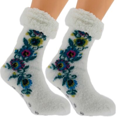 HIPOALERGICZNE DAMSKIE SKARPETY ZIMOWE Z MISIEM ANTYPOŚLIZGOWE KAPCIE 36-41