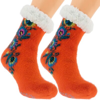 HIPOALERGICZNE DAMSKIE SKARPETY ZIMOWE Z MISIEM ANTYPOŚLIZGOWE KAPCIE 36-41