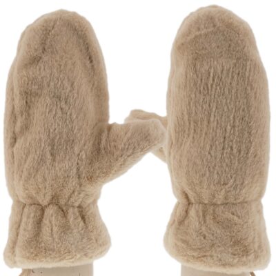 JEDNOPALCZASTE ZIMOWE RĘKAWICZKI NIEZGUBKI NA SZNURKU BEŻOWE