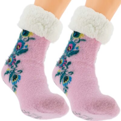 HIPOALERGICZNE DAMSKIE SKARPETY ZIMOWE Z MISIEM ANTYPOŚLIZGOWE KAPCIE 36-41