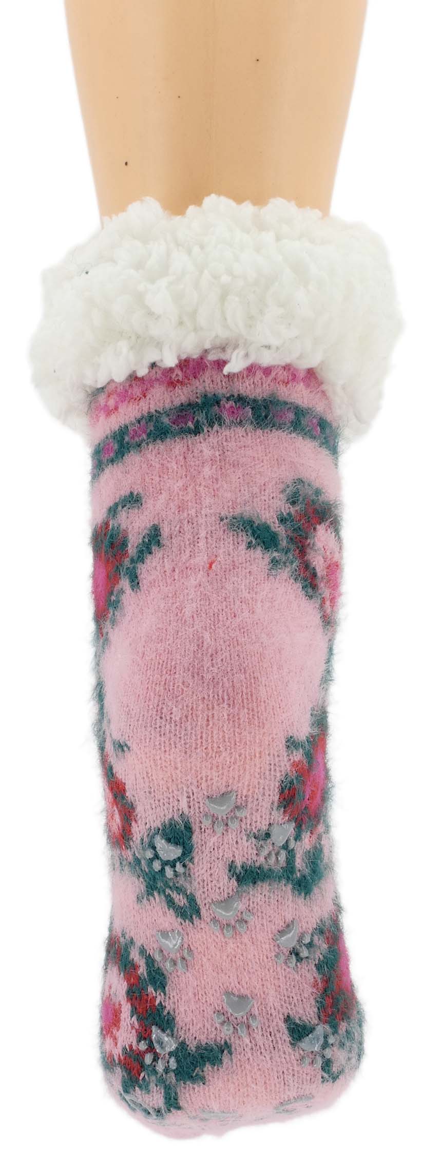 HIPOALERGICZNE DZIECIECE CIEPŁE SKARPETKI GÓRALSKIE KAPCIE ABS 28-31 RÓŻ - obrazek 5