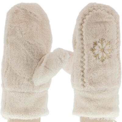 DAMSKIE ZIMOWE RĘKAWICZKI NIEZGUBKI NA SZNURKU BEŻOWE