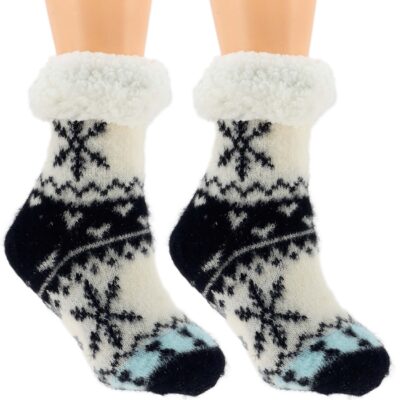 HIPOALERGICZNE DZIECIECE CIEPŁE SKARPETKI ZIMOWE ANTYPOŚLIZGOWE 28-31 BIAŁE