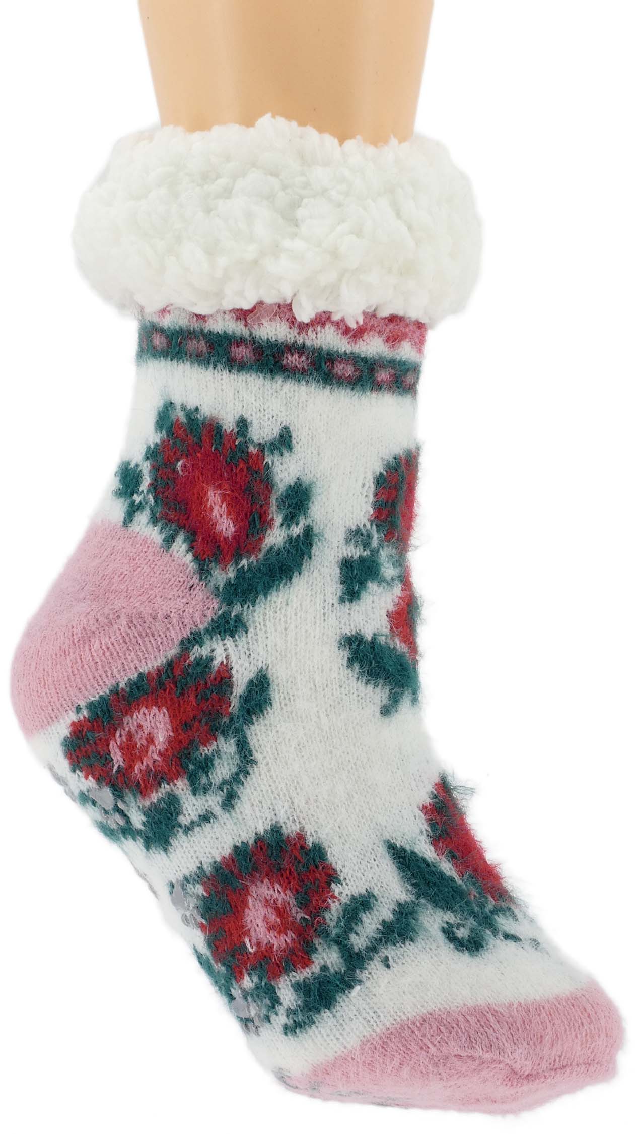 HIPOALERGICZNE DZIECIECE CIEPŁE SKARPETKI GÓRALSKIE KAPCIE ABS 28-31 RÓŻ - obrazek 4