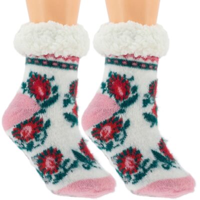 HIPOALERGICZNE DZIECIECE CIEPŁE SKARPETKI GÓRALSKIE KAPCIE ABS 28-31 RÓŻ