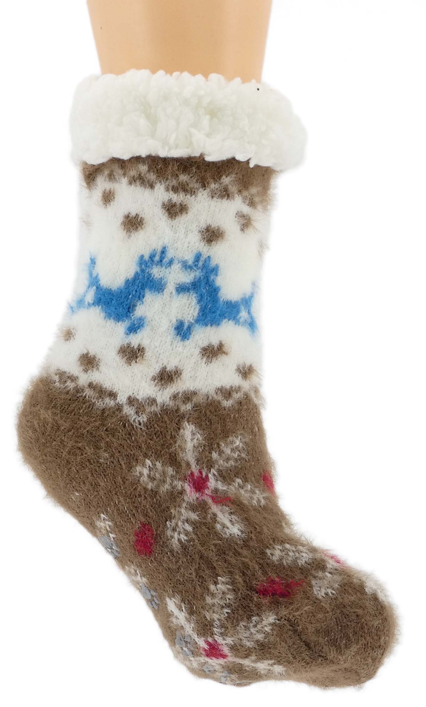 HIPOALERGICZNE DZIECIECE CIEPŁE SKARPETKI ZIMOWE ANTYPOŚLIZGOWE 28-31 BRĄZ - obrazek 4