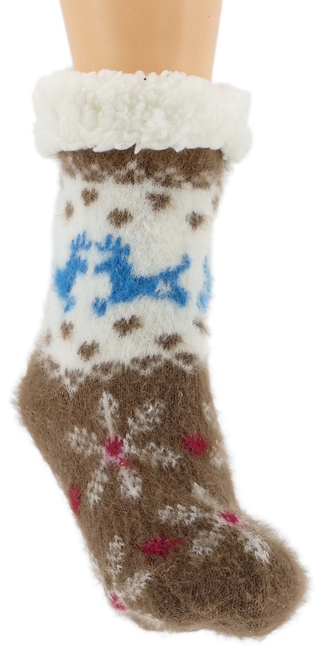 HIPOALERGICZNE DZIECIECE CIEPŁE SKARPETKI ZIMOWE ANTYPOŚLIZGOWE 28-31 BRĄZ - obrazek 6