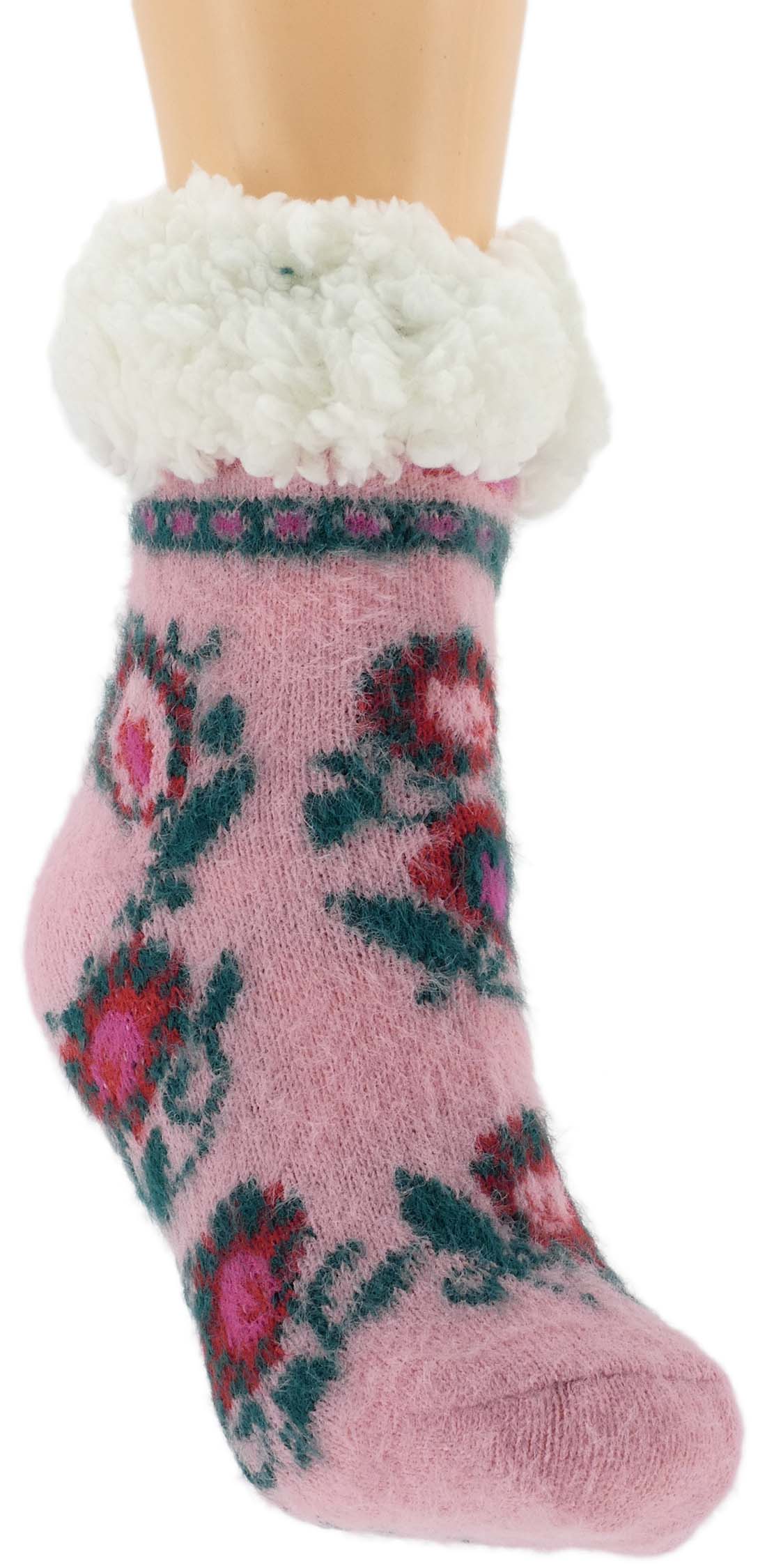 HIPOALERGICZNE DZIECIECE CIEPŁE SKARPETKI GÓRALSKIE KAPCIE ABS 28-31 RÓŻ - obrazek 6