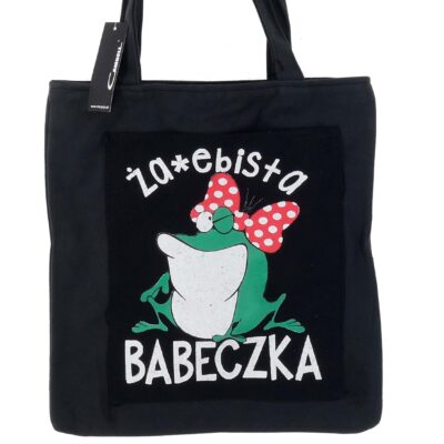 POJEMNA TORBA NA RAMIĘ DO MIASTA SHOPPERKA CZARNA ZAJEBISTA BABECZKA