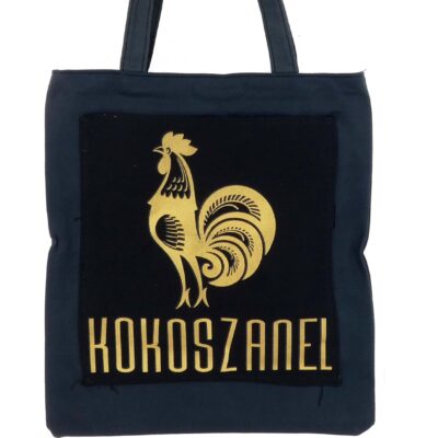 DUŻA TORBA NA ZAKUPY DO MIASTA SHOPPERKA CZARNA KOKO SZANEL ZŁOTY