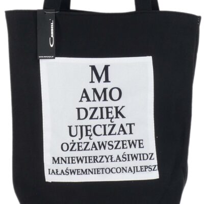 POJEMNA TORBA NA RAMIĘ DO MIASTA SHOPPERKA CZARNA MAMO DZIĘKUJE