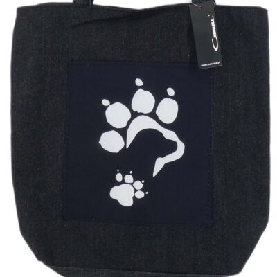 POJEMNA TORBA NA RAMIĘ DO MIASTA SHOPPERKA CZARNA PSIA ŁAPA
