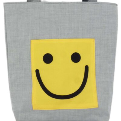 POJEMNA TORBA NA ZAKUPY NA RAMIĘ DO MIASTA SHOPPERKA UŚMIECHNIJ SIĘ