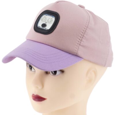 DZIECIĘCA CZAPKA Z DASZKIEM PATROLÓWKA CZOŁÓWKA LED USB RÓŻOWA